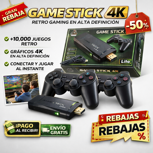 🎮 GameStick 4K – Consola Retro - ⏰ SOLO HOY CON 60% DE DESCUENTO🔥