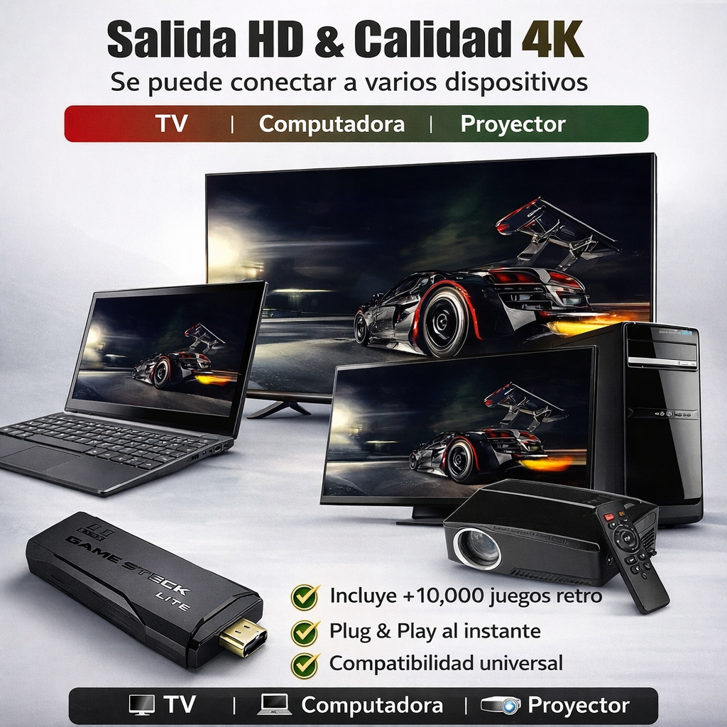 🎮 GameStick 4K – Consola Retro - ⏰ SOLO HOY CON 60% DE DESCUENTO🔥